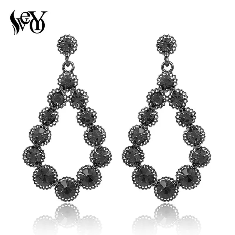 VEYO Rhinestone Drop Earrings for Women Vintage Hollow Dangle Earrings Fashion Jewelry New Gift