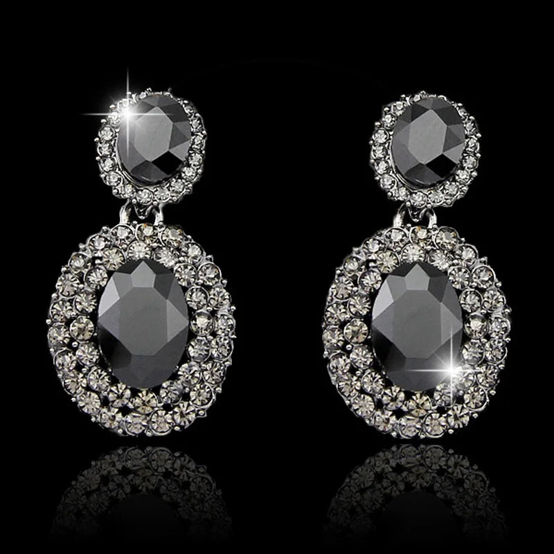 TREAZY Brincos Crystal Drop Earrings for Women Statement Fashion Costume Jewelry Women Black Geometry Vintage Earrings Pendiente