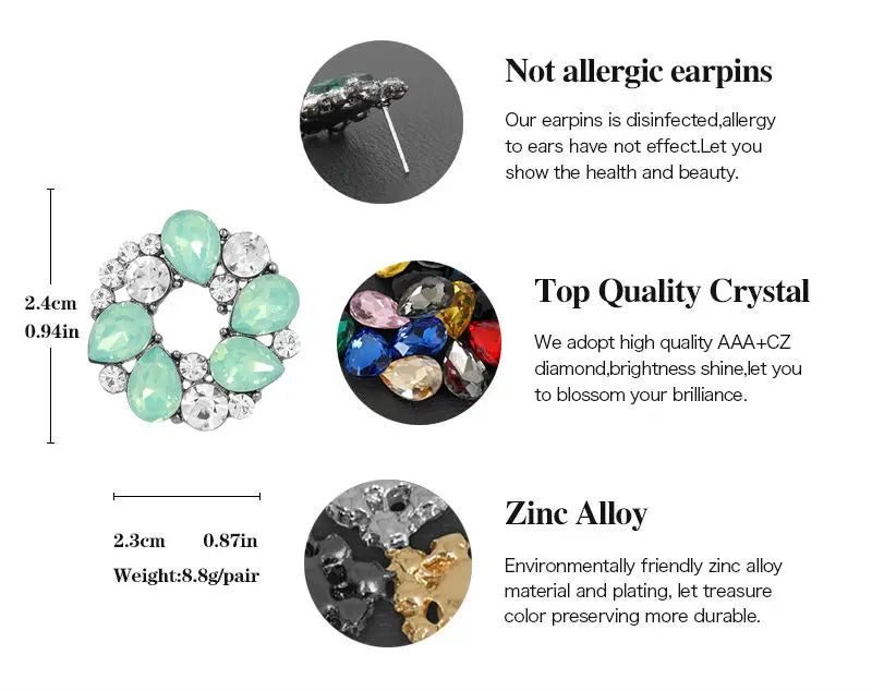 VEYO Acrylic Rhinestone Round Stud Earrings for Women Girls Hollow out New Design Fashion Jewelry