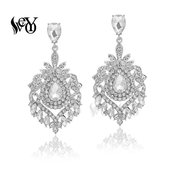 VEYO Luxury Full Rhinestone Crystal Drop Earrings for Women Vintage Dangle Earrings Fashion Jewelry New Gift