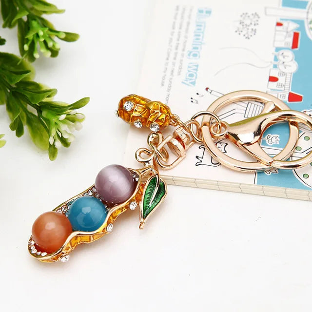 2024 Full Rhinestone Crystal Pumpkin Keychains Car Keyrings Women's Bags Decoration Keychain Gifts Holiday Jewelry