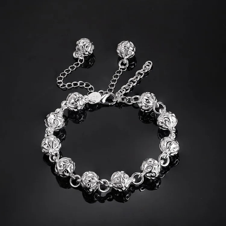 925 Sterling Silver Bracelet Ball For Woman Men Fashion Engagement Party Wedding Jewelry Gift Hand catenary PS560