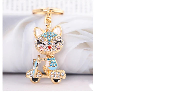 EASYA Cute Rhinestone Fox Keychain Llavero Car Key Ring Lovely Crystal Animal Key Chain Women Bag Accessories Pendant Charm