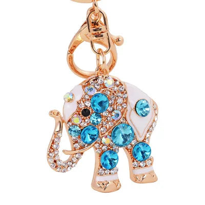 Exquisite Precious Stones Inlaid Thailand Elephant Car Keychain Elegant Pendant Gift for Friends Key Chains Ring Porte Clef