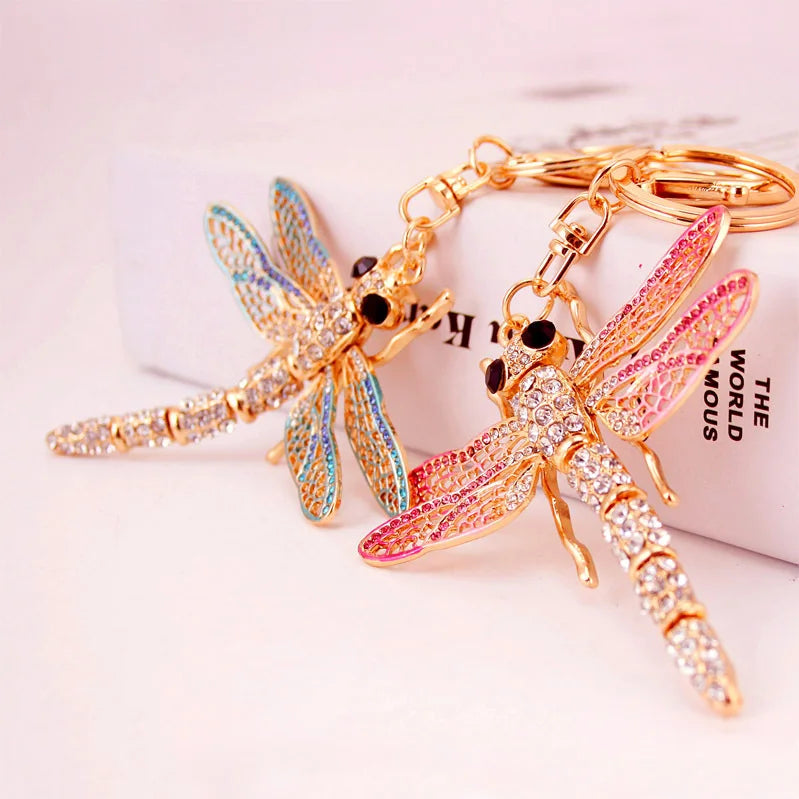 2026 Lovely Crystal Dragonfly Keychain For women Purse Handbag Car Key Keyring Keychains Wedding Birthday Gift Party Jewelry