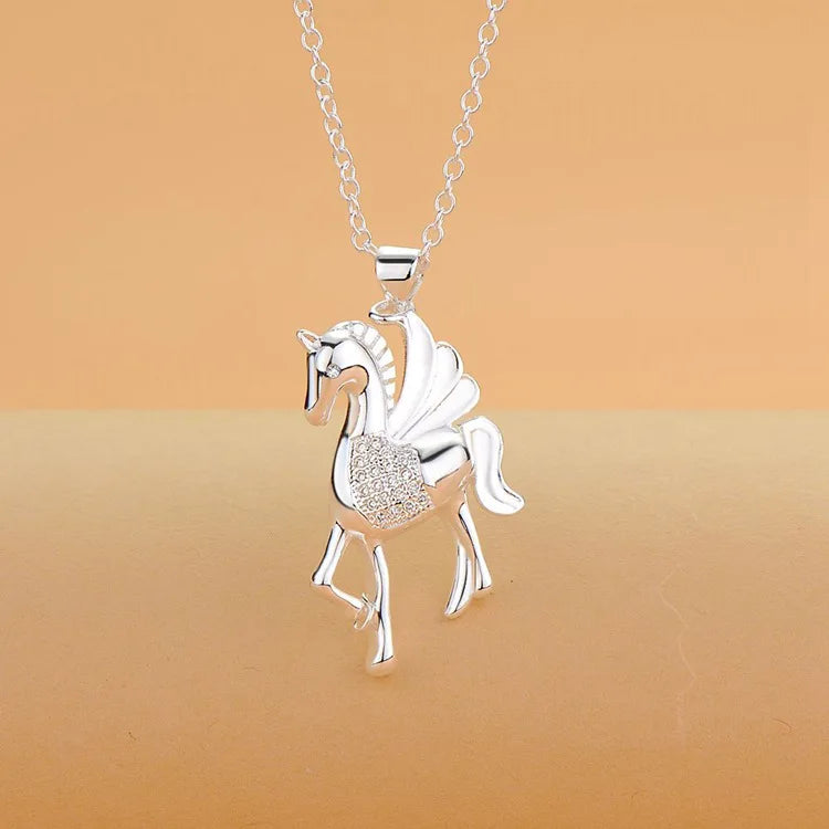 classic horse High quality 925 silver Fashion jewelry chains necklace pendant WN-765