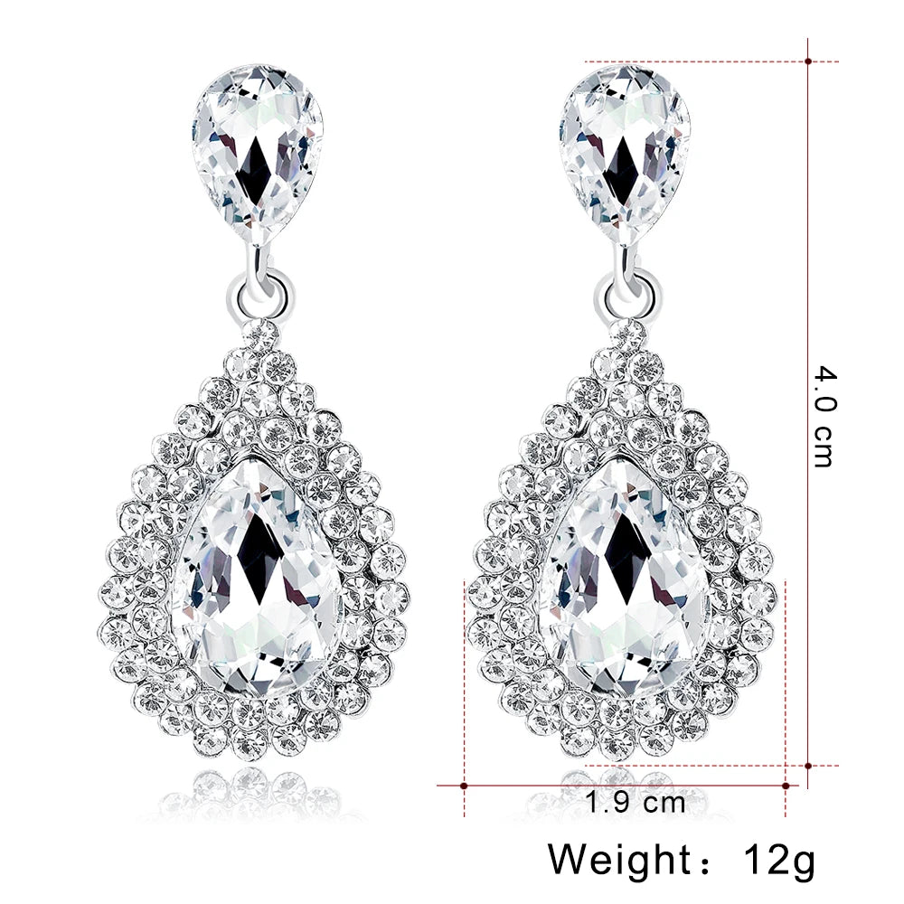 TREAZY Fashion Crystal Waterdrop Wedding Earrings for Women Silver Color Bridal Drop Earrings Bridesmaid Wedding Jewelry Gifts