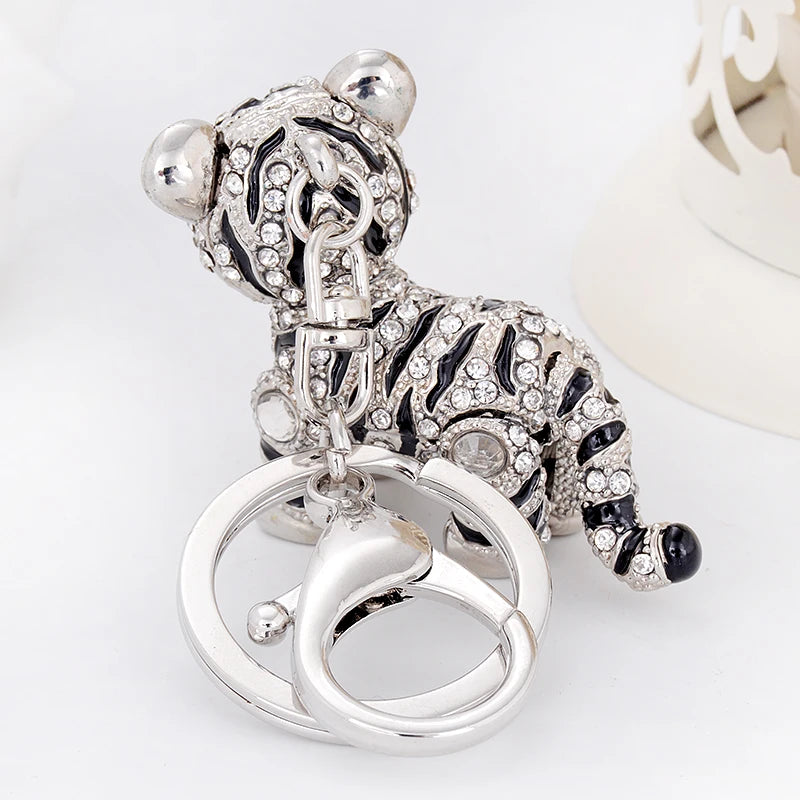EASYA Creative Colorful Lovely Tiger Key Chains Gem Studded Luxury Pendant Key Holder Small Gifts for Friends Factory Wholesale
