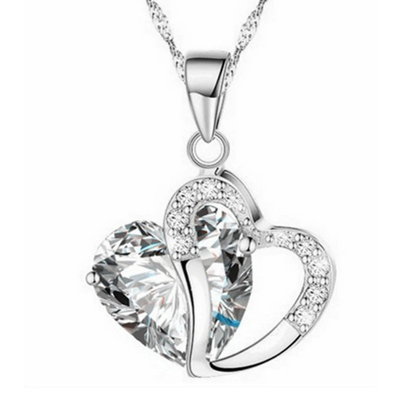 Romantic Crystal Heart shape Pendant necklaces For women Rhinestone chains Choker Fashion Love Jewelry