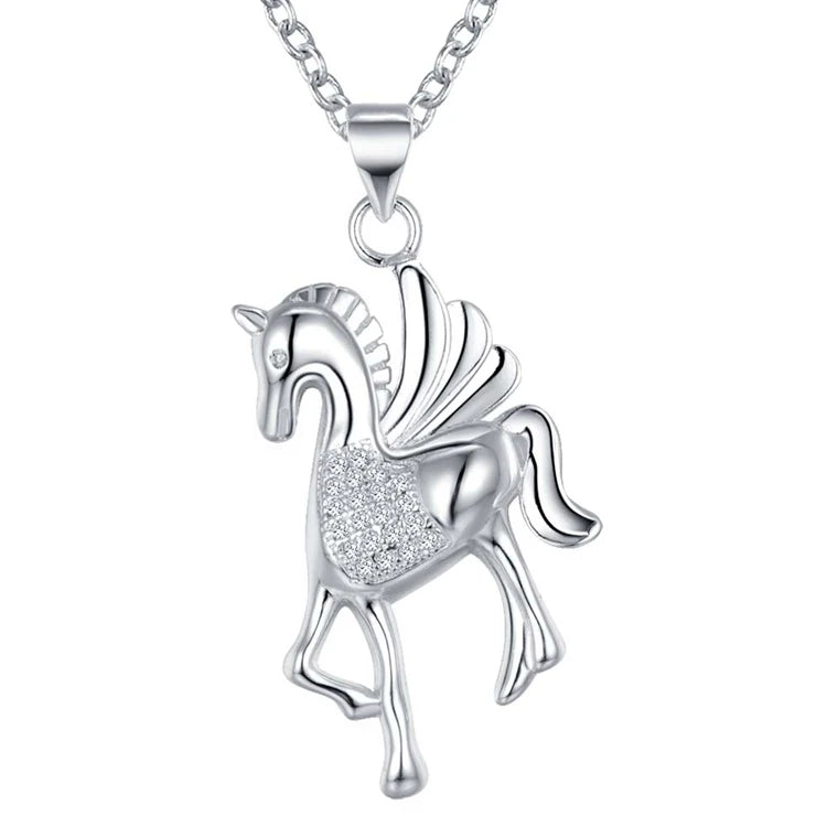 classic horse High quality 925 silver Fashion jewelry chains necklace pendant WN-765