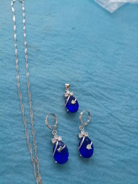 925 Silver Needle Flower Water Drop Wedding Jewelry Sets For Women Cubic Zircon Pendant Necklace Earring Sets Party Gift