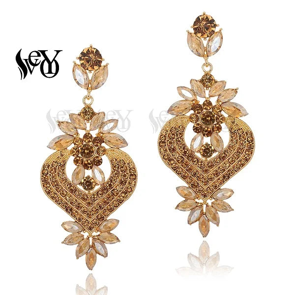 VEYO Heart shape Luxury Crystal Earrings for Women Fashion Jewelry Hyperbole Rhinestone Drop Earrings New