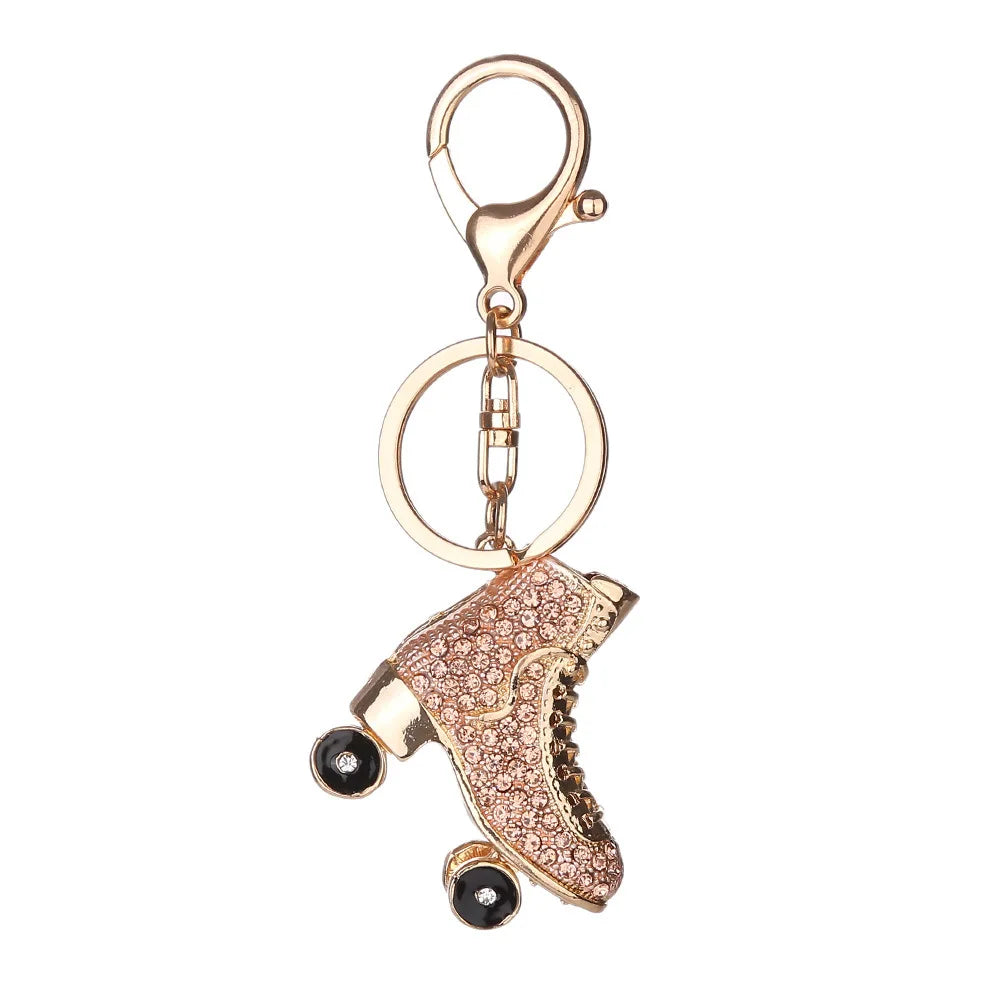 Fashion Crystal Roller Skating Shoes Shape Keychain for Female Car keyrings Women's bags Pendants Accessories Men Jewelry 2019