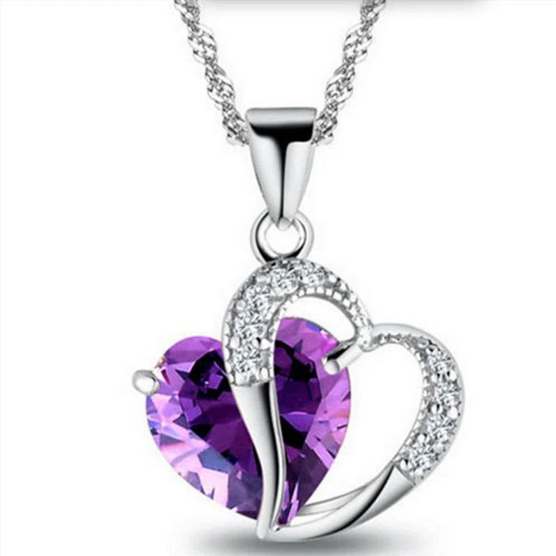 Romantic Crystal Heart shape Pendant necklaces For women Rhinestone chains Choker Fashion Love Jewelry