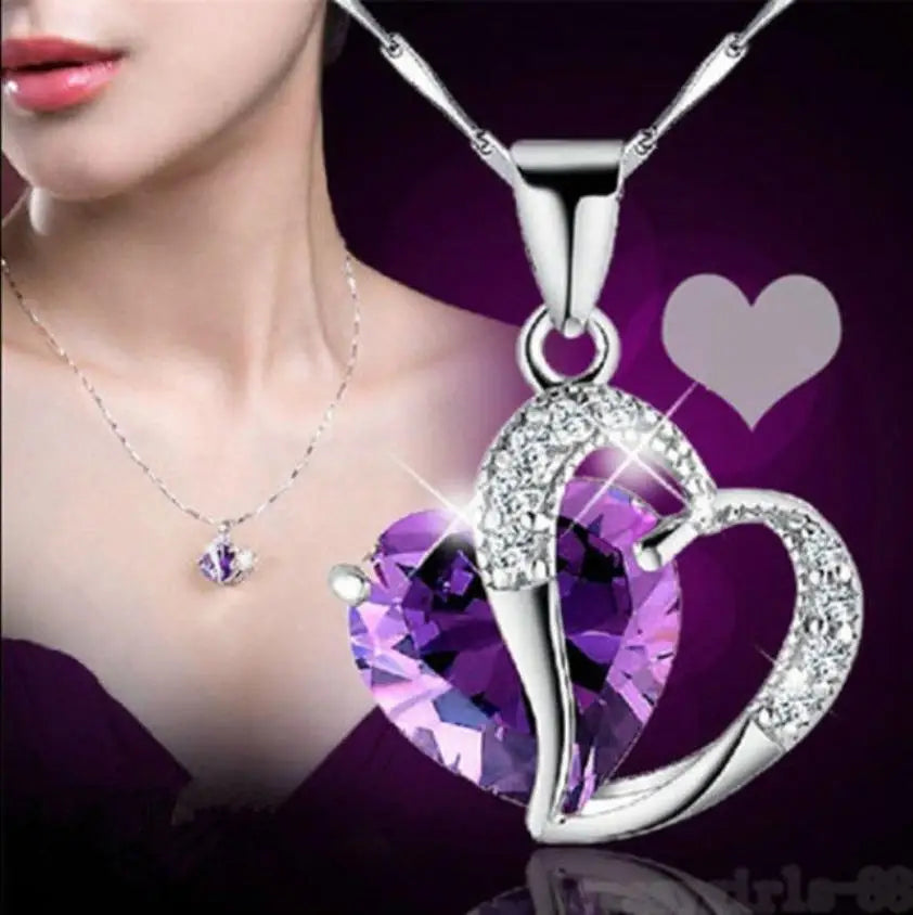 Romantic Crystal Heart shape Pendant necklaces For women Rhinestone chains Choker Fashion Love Jewelry