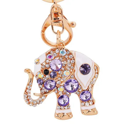 Exquisite Precious Stones Inlaid Thailand Elephant Car Keychain Elegant Pendant Gift for Friends Key Chains Ring Porte Clef