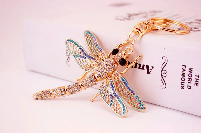 2026 Lovely Crystal Dragonfly Keychain For women Purse Handbag Car Key Keyring Keychains Wedding Birthday Gift Party Jewelry