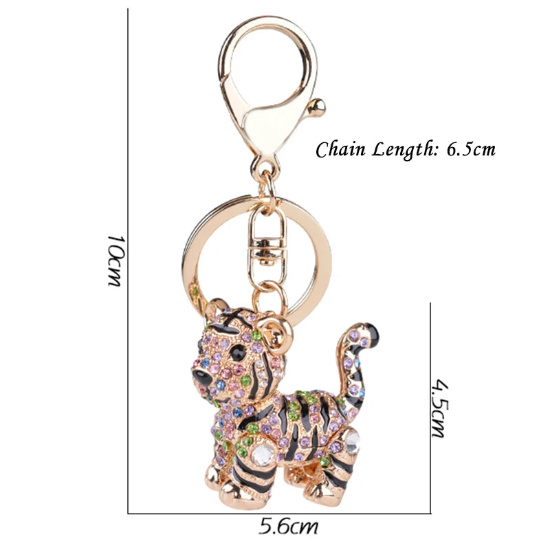 EASYA Creative Colorful Lovely Tiger Key Chains Gem Studded Luxury Pendant Key Holder Small Gifts for Friends Factory Wholesale