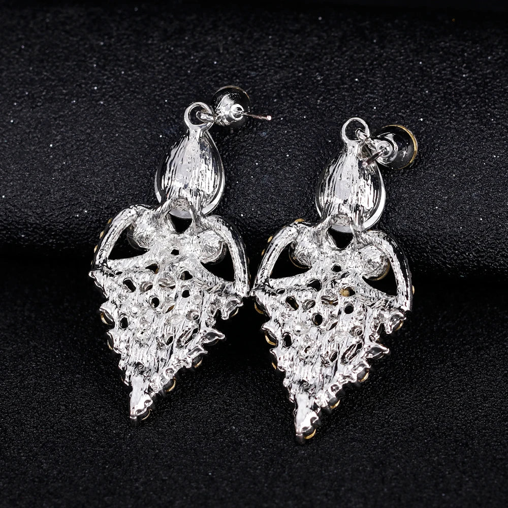 TREAZY Fashion Teardrop Heart Shape Crystal Wedding Earrings for Women Silver Color Bridal Drop Earrings Prom Wedding Jewelry