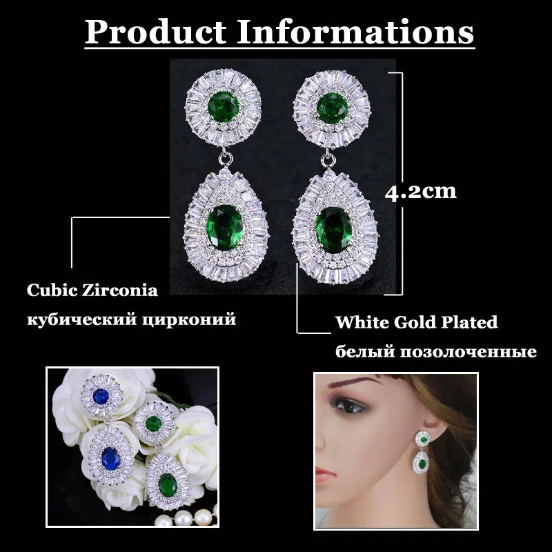 ThreeGraces Classic Red Cubic Zirconia Big Bridal Wedding Dangle Drop Earrings for Women Trendy Luxury Banquet Jewelry E1841