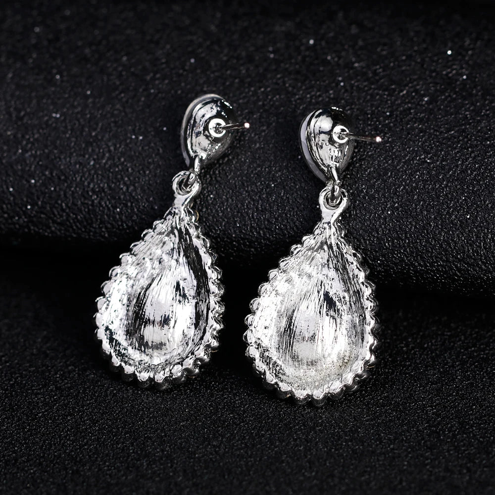 TREAZY Fashion Crystal Waterdrop Wedding Earrings for Women Silver Color Bridal Drop Earrings Bridesmaid Wedding Jewelry Gifts