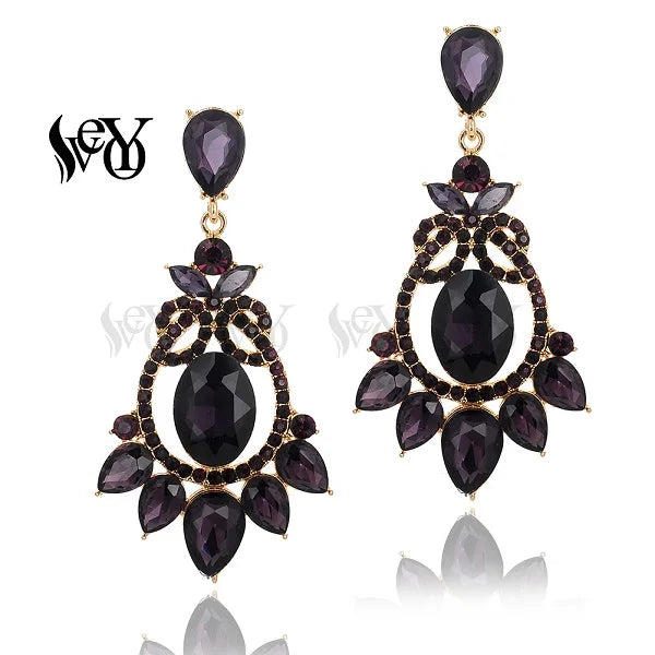 VEYO Elegant Luxury Crystal Drop Earrings for Women Round AAA Rhinestone Drop Earrings Fashion Jewelry New Arrival