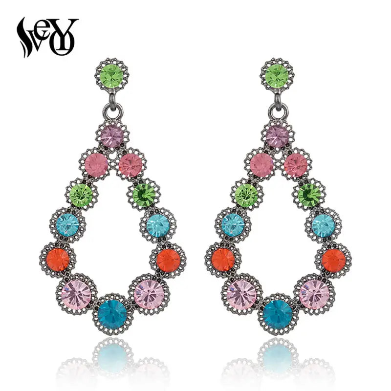 VEYO Rhinestone Drop Earrings for Women Vintage Hollow Dangle Earrings Fashion Jewelry New Gift