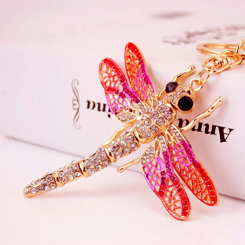 2026 Lovely Crystal Dragonfly Keychain For women Purse Handbag Car Key Keyring Keychains Wedding Birthday Gift Party Jewelry