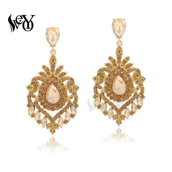 VEYO Luxury Full Rhinestone Crystal Drop Earrings for Women Vintage Dangle Earrings Fashion Jewelry New Gift