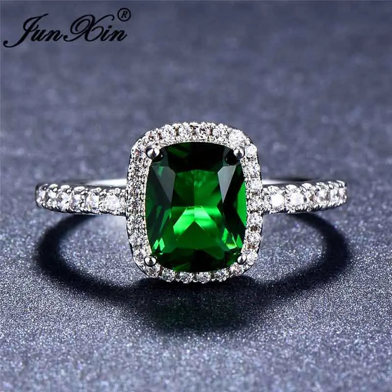 Cute Fashion Female Big Square Rose Gold Champagne Zircon Stone Jewelry For Women Promise Love Engagement Rings