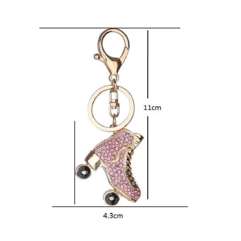 Fashion Crystal Roller Skating Shoes Shape Keychain for Female Car keyrings Women's bags Pendants Accessories Men Jewelry 2019