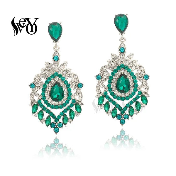 VEYO Luxury Full Rhinestone Crystal Drop Earrings for Women Vintage Dangle Earrings Fashion Jewelry New Gift
