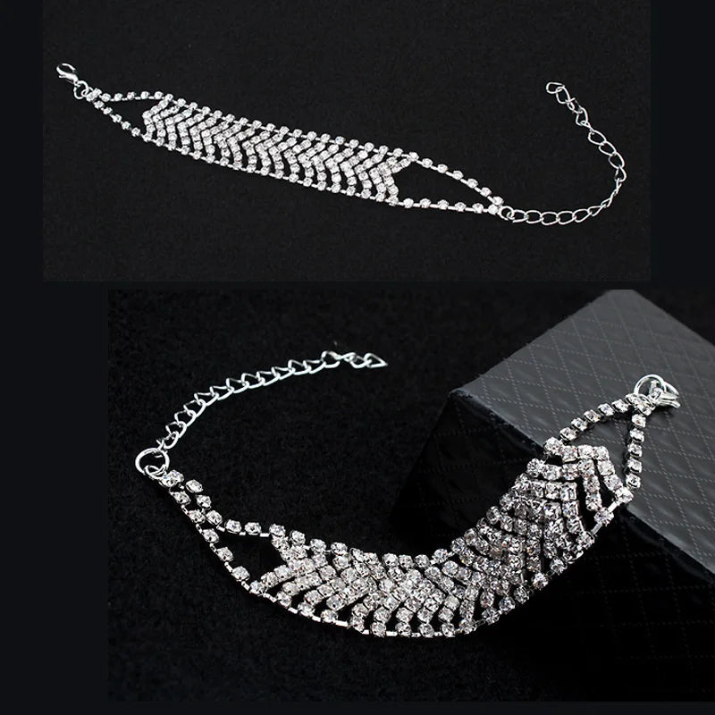 TREAZY Sparkling Crystal Bracelets & Bangles for Women Gold/Silver Color Rhinestones Fashion Bridal Bracelets Wedding Jewelry