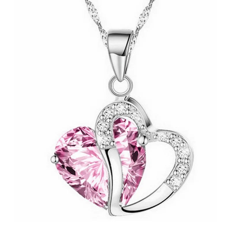 Romantic Crystal Heart shape Pendant necklaces For women Rhinestone chains Choker Fashion Love Jewelry
