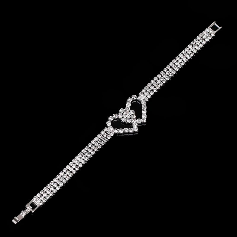 TREAZY Double Heart Crystal Bridal Bracelets For Women Silver Color Rhinestone Bracelets & Bangles Wedding Jewelry Accessories