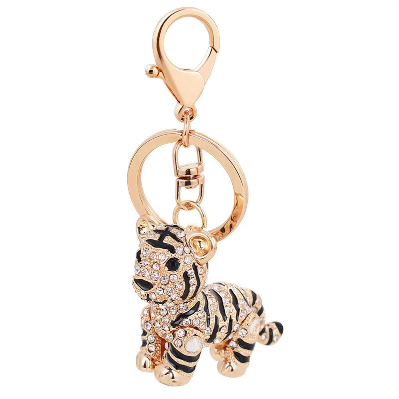 EASYA Creative Colorful Lovely Tiger Key Chains Gem Studded Luxury Pendant Key Holder Small Gifts for Friends Factory Wholesale