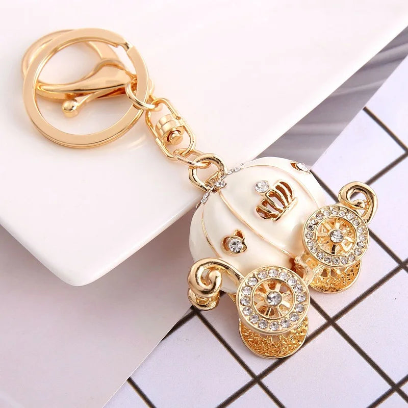 2024 Full Rhinestone Crystal Pumpkin Keychains Car Keyrings Women's Bags Decoration Keychain Gifts Holiday Jewelry