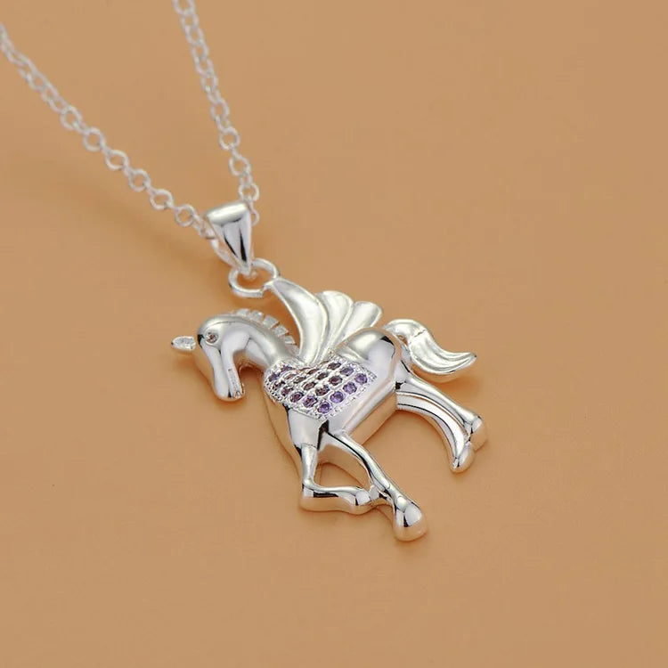 classic horse High quality 925 silver Fashion jewelry chains necklace pendant WN-765
