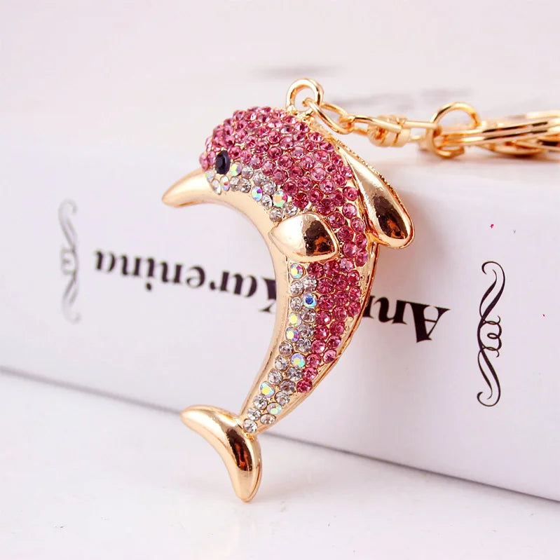2025 Lovely Crystal Dolphin Keychain For women Purse Handbag Car Key Keyring Keychain Wedding Birthday Gift Party Jewelry