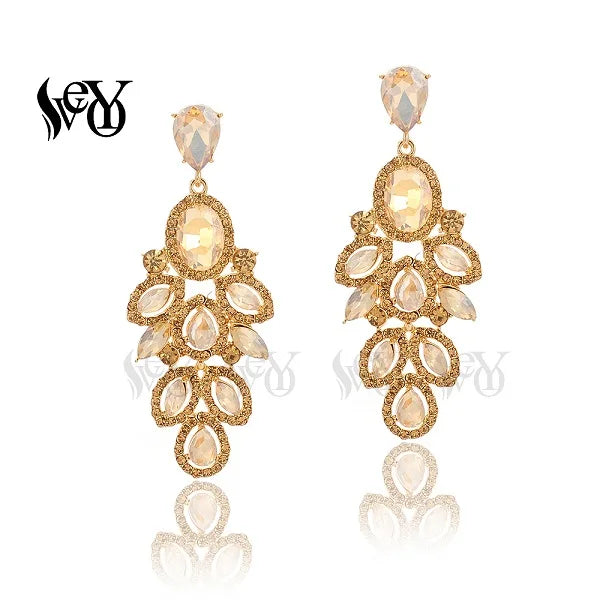 VEYO Luxury Vintage Crystal Drop Earrings Bridal wedding Earrings for Women Fashion Jewelry New