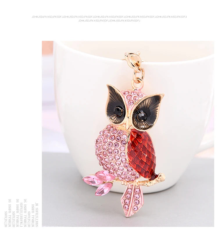EASYA New Design Crystal Owl Keychain Full Rhinestone Key Ring Key Holders For Women Bag Accessories Cute Animal Car Key Chain