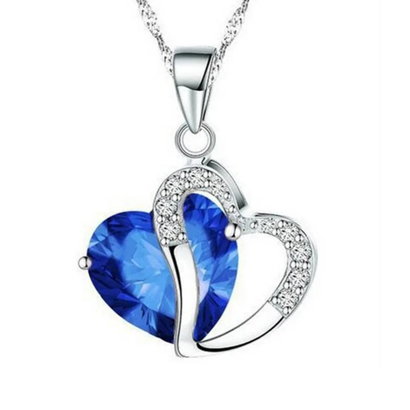 Romantic Crystal Heart shape Pendant necklaces For women Rhinestone chains Choker Fashion Love Jewelry