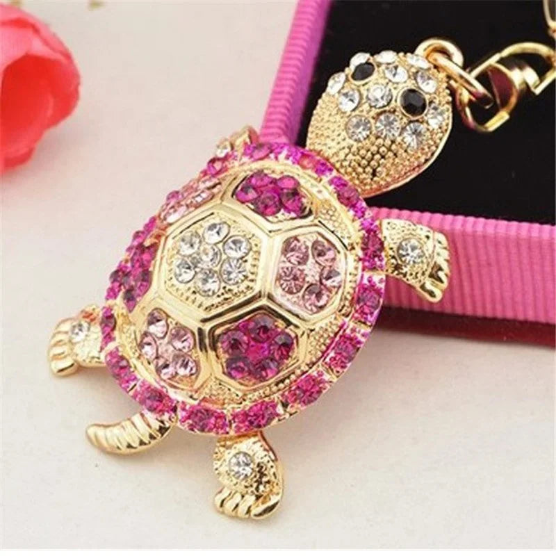 2026 Fashion full Crystal Rhinestone Tortoise Keychain for Women's bags Decoration Pendants Accessories Car keyrings Jewelry