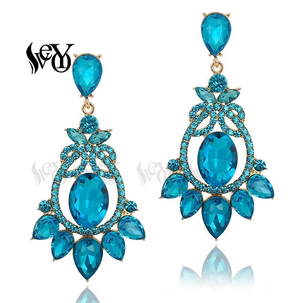 VEYO Elegant Luxury Crystal Drop Earrings for Women Round AAA Rhinestone Drop Earrings Fashion Jewelry New Arrival