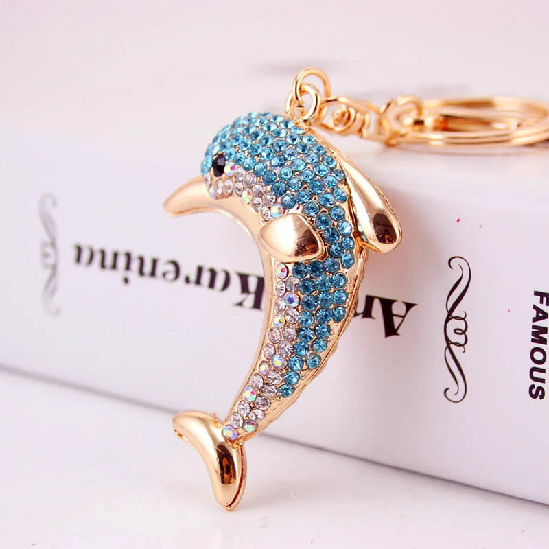 2025 Lovely Crystal Dolphin Keychain For women Purse Handbag Car Key Keyring Keychain Wedding Birthday Gift Party Jewelry