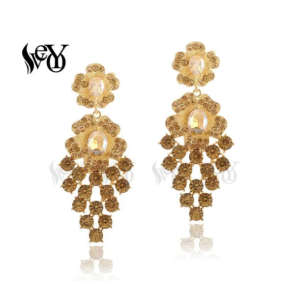 VEYO Hyperbole Flower Crystal Earrings Luxury Rhinestone Bridal wedding Dangle Earrings for Women Fashion Jewelry New