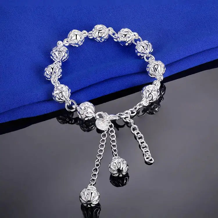925 Sterling Silver Bracelet Ball For Woman Men Fashion Engagement Party Wedding Jewelry Gift Hand catenary PS560