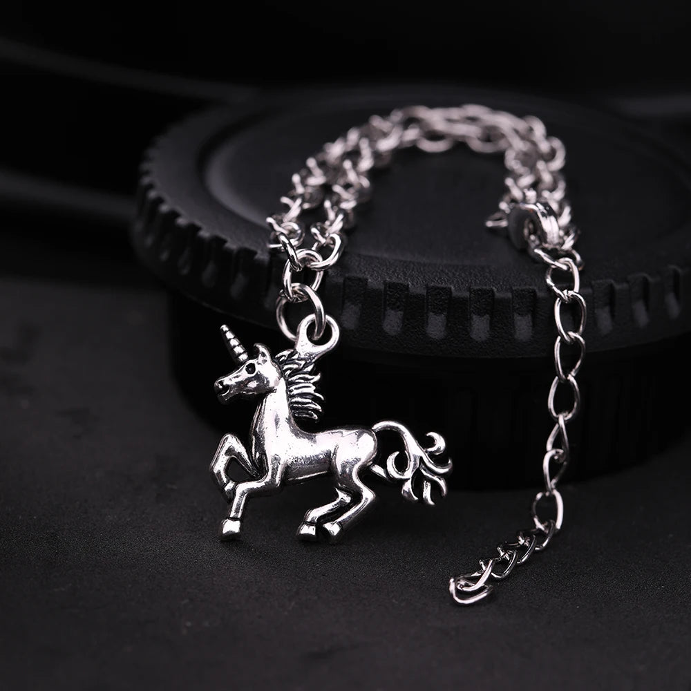 My Shape Punk Horse Charm Pendant Bracelet Wheat Chain for Men Women Zinc Alloy Bracelets Bangle Horse Jewelry bracelet cheval