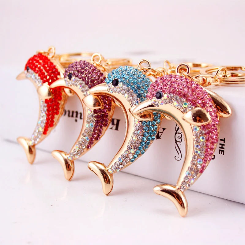 2025 Lovely Crystal Dolphin Keychain For women Purse Handbag Car Key Keyring Keychain Wedding Birthday Gift Party Jewelry