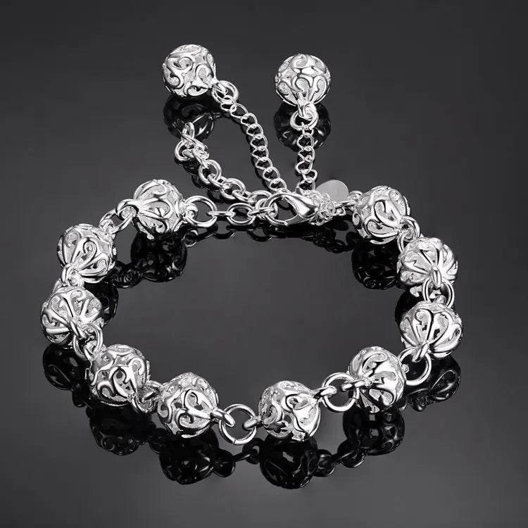 925 Sterling Silver Bracelet Ball For Woman Men Fashion Engagement Party Wedding Jewelry Gift Hand catenary PS560